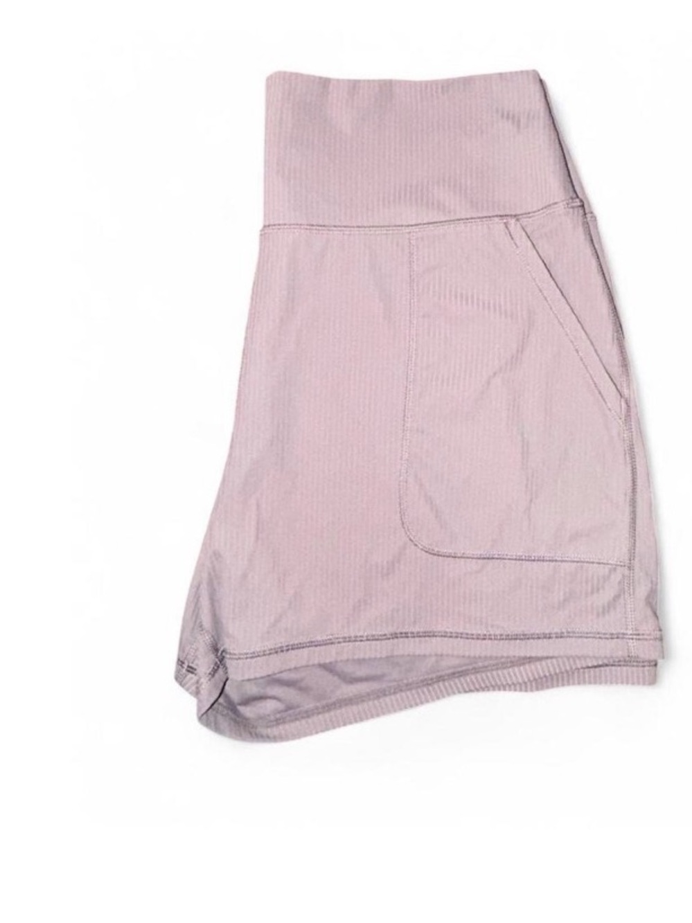 G4Free Taupe Ribbed Mid-Rise Seamless Work/Athletic Shorts (Size-L)